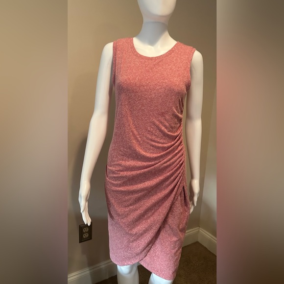 Z Supply Reddish Pink Asymmetrical Ruched Wrap Dress size medium. - Picture 7 of 9